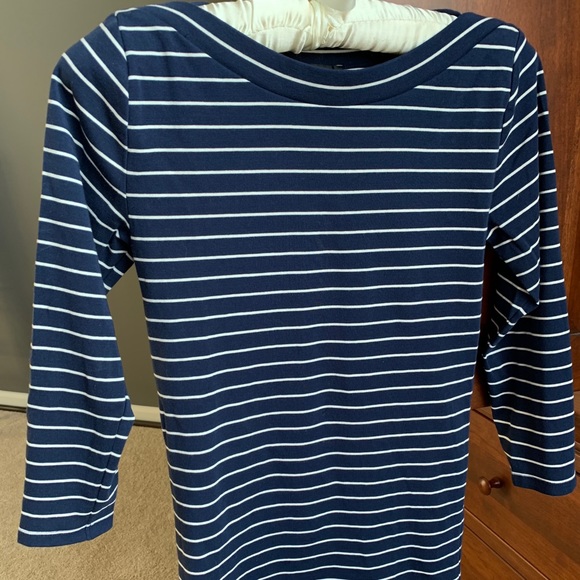 Ann Taylor Striped Boatneck Top in Night Sky - Picture 8 of 9